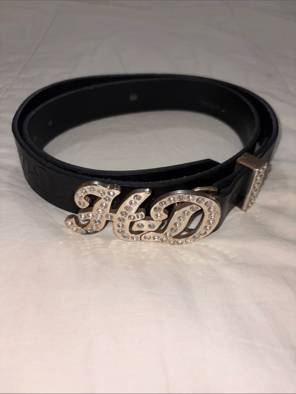 Harley Davidson Genuine Leather Belt with Blinged Out Buckle 2010